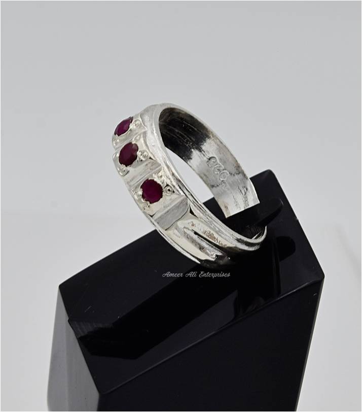 AAE 6575 Chandi Ring 925, Stone: Ruby (Yaqoot)