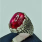 AAE 6767 CHANDI RING 925, STONE: IRANI POOTA YAQOOT (ANARI YAQOOT) - AmeerAliEnterprises