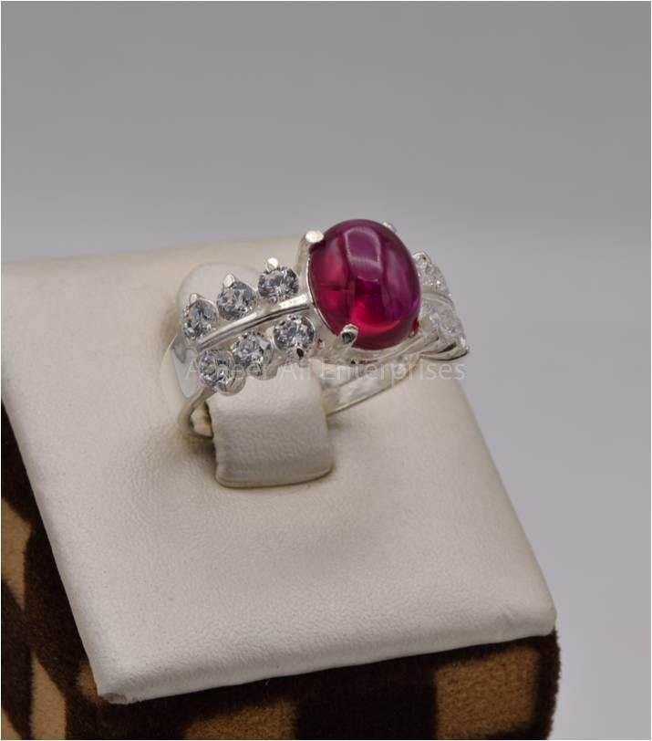 AAE 2494 Chandi Ring 925, Stone: Irani Poota Yaqoot (Anari Yaqoot) - AmeerAliEnterprises