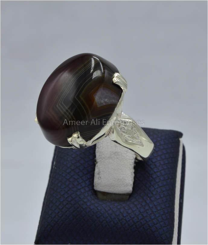 AAE 5830 Chandi Ring 925, Stone: Sulemani Aqeeq - AmeerAliEnterprises