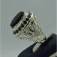 AAE 6679 Chandi Ring 925, Stone: Black Aqeeq