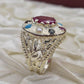 AAE 0550 Chandi Ring 925, Stone: Navratan (Nine Original Stones) - AmeerAliEnterprises