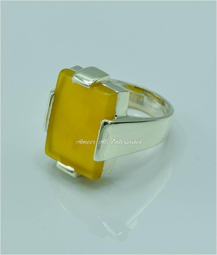 AAE 6760 CHANDI RING 925, STONE: Yellow AQEEQ - AmeerAliEnterprises