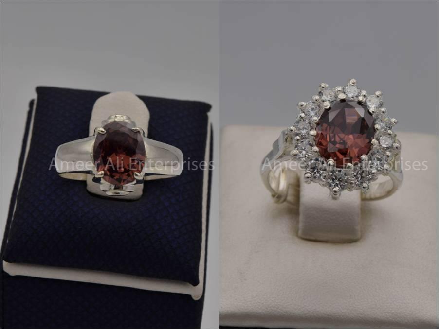 Silver Couple Rings: Pair 52,  Stone: Zircon - AmeerAliEnterprises