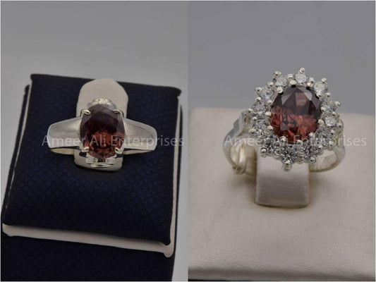 Silver Couple Rings: Pair 52,  Stone: Zircon - AmeerAliEnterprises