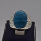 AAE 7744 Chandi Ring 925, Stone: Shajri Feroza (Turquoise) - AmeerAliEnterprises