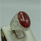 AAE 6157 Chandi Ring 925, Stone: Red Aqeeq - AmeerAliEnterprises