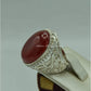 AAE 6157 Chandi Ring 925, Stone: Red Aqeeq - AmeerAliEnterprises