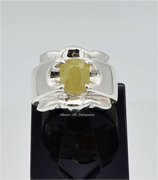 AAE 6680 Chandi Ring 925, Stone: Pukhraj