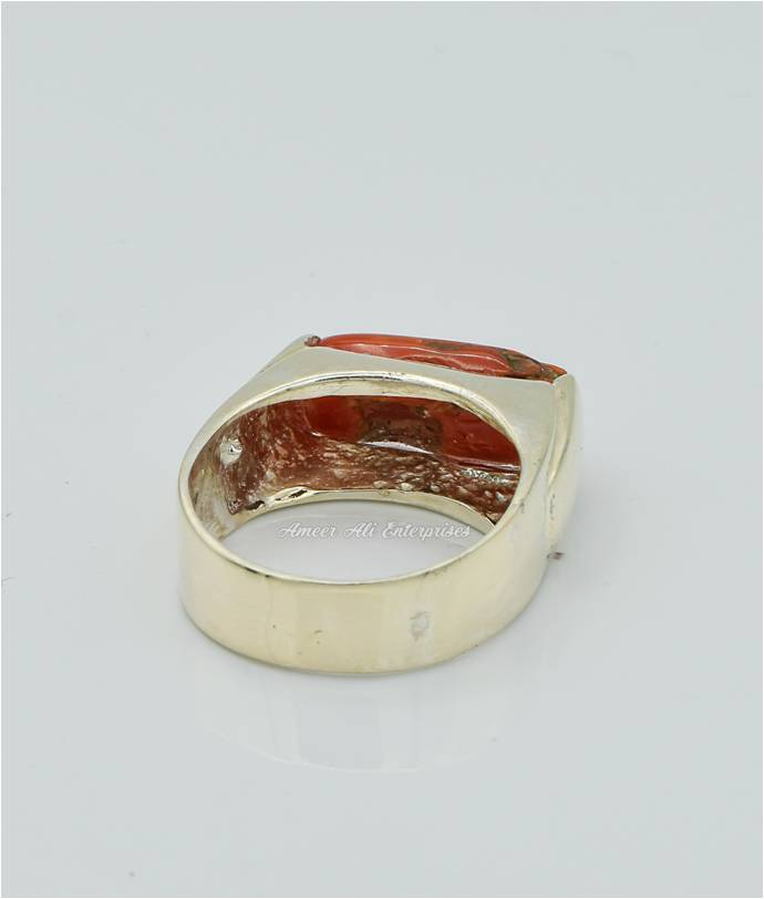 AAE 6281 Chandi Ring 925, Stone: Marjan (Coral)