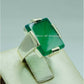 AAE 6762 Chandi Ring 925, Stone: Green Aqeeq
