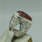 AAE 6157 Chandi Ring 925, Stone: Red Aqeeq - AmeerAliEnterprises