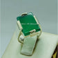 AAE 6762 Chandi Ring 925, Stone: Green Aqeeq