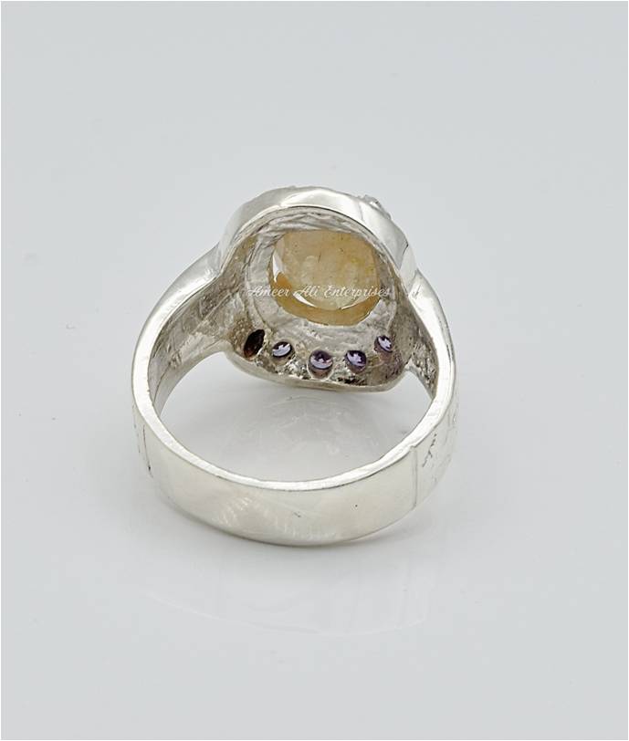 AAE 6641 Chandi Ring 925, Stone: Pukhraj
