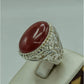 AAE 6157 Chandi Ring 925, Stone: Red Aqeeq - AmeerAliEnterprises