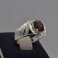 AAE 7718 Chandi Ring 925, Stone: Ruby ( Yaqoot ) - AmeerAliEnterprises