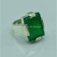 AAE 6762 Chandi Ring 925, Stone: Green Aqeeq