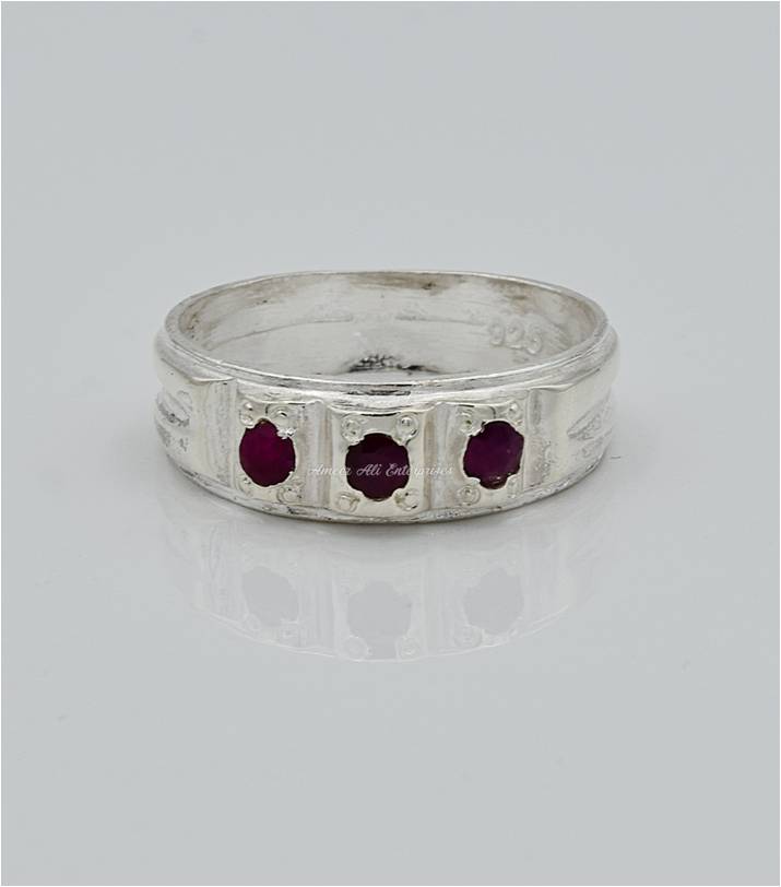 AAE 6575 Chandi Ring 925, Stone: Ruby (Yaqoot)