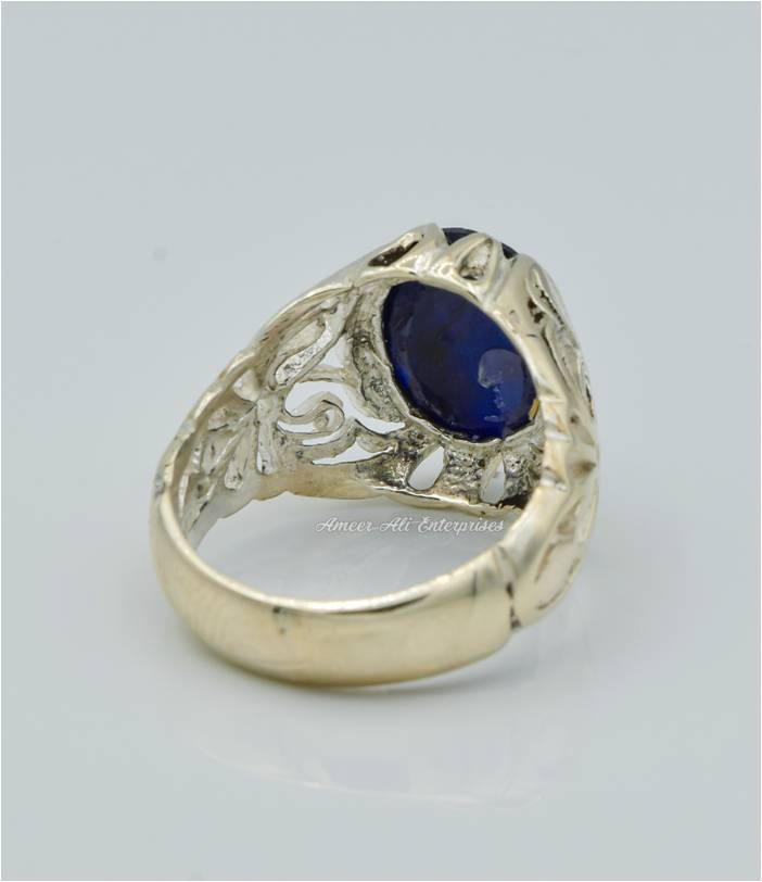 AAE 6299 Chandi Ring 925, Stone: Blue Sapphire (Neelam)