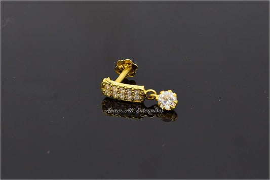 AAE 6918 Gold Nose Pin, Stone: Zircon