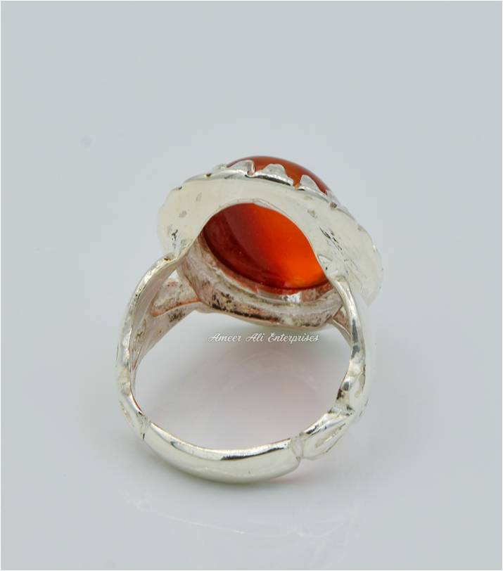 AAE 6232 Chandi Ring 925, Stone: Red Aqeeq