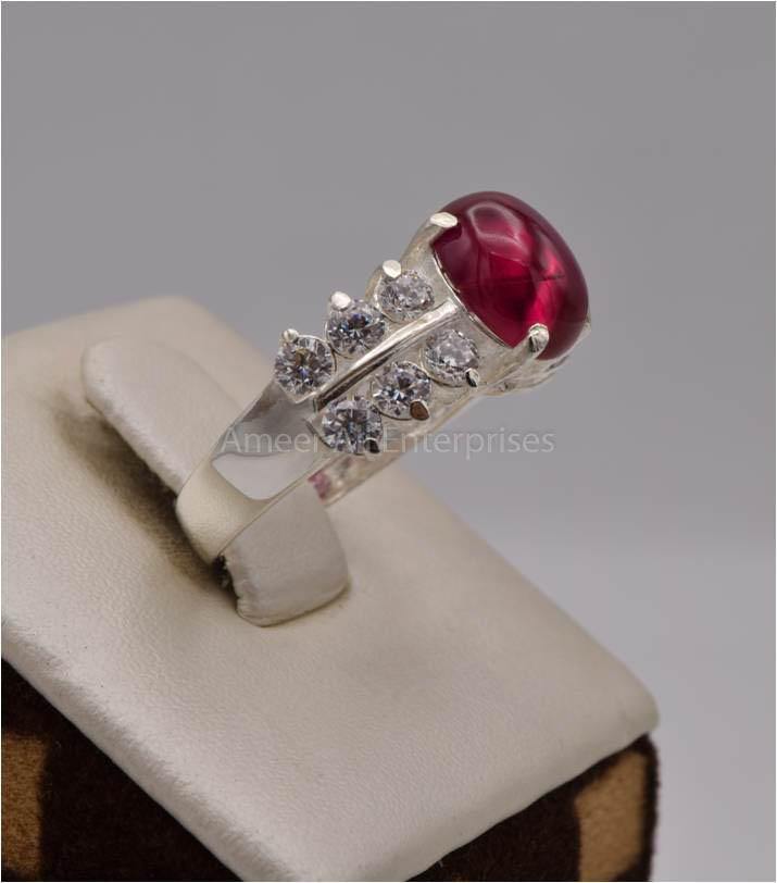 AAE 2494 Chandi Ring 925, Stone: Irani Poota Yaqoot (Anari Yaqoot) - AmeerAliEnterprises