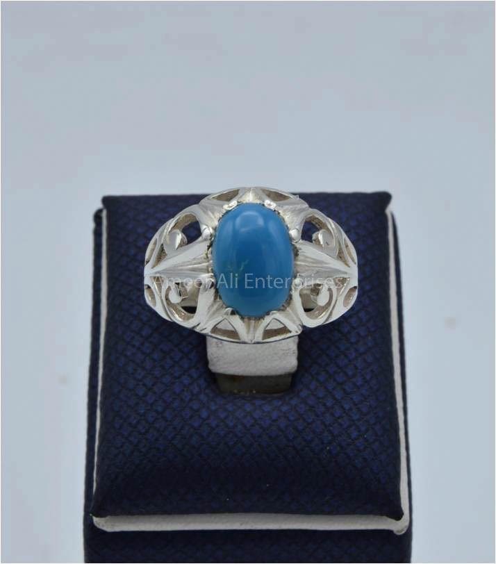 AAE 5793 Chandi Ring 925, Stone: Feroza - AmeerAliEnterprises