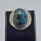 AAE 5904 Chandi Ring 925, Stone: Shajri Feroza (Turquoise) - AmeerAliEnterprises