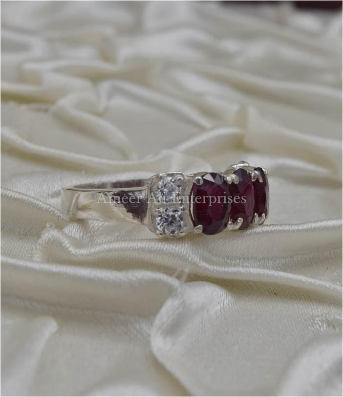 AAE 1135 Chandi Ring 925, Stone: Ruby (Yaqoot) - AmeerAliEnterprises