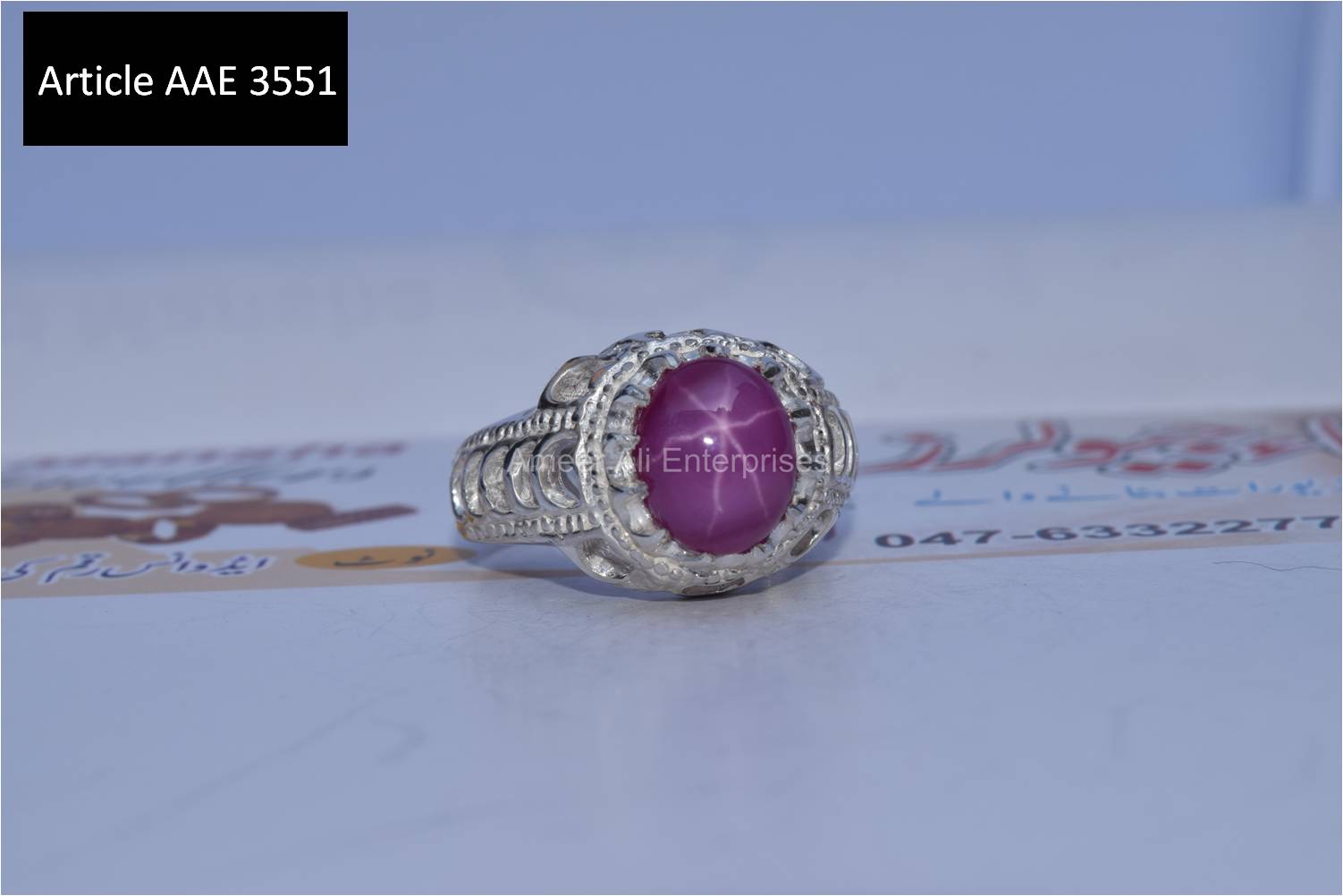AAE 6635 Chandi Ring 925, Stone: Ruby – AmeerAliEnterprises