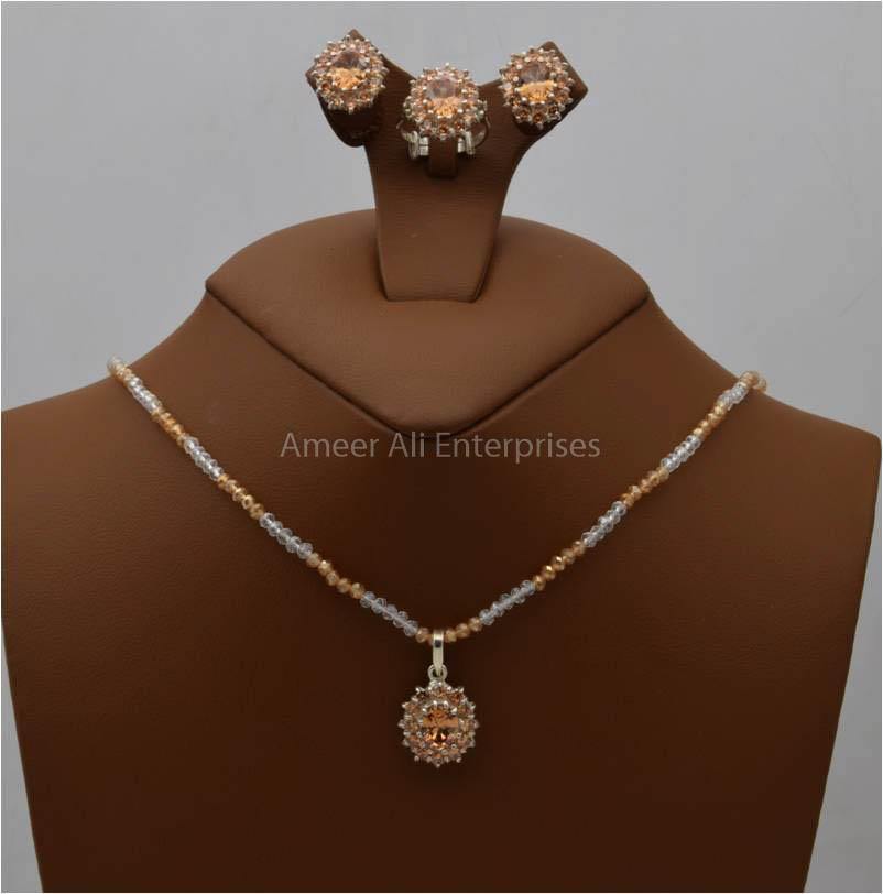 AAE 5716 Chandi Set 925, Stone: Zircon - AmeerAliEnterprises