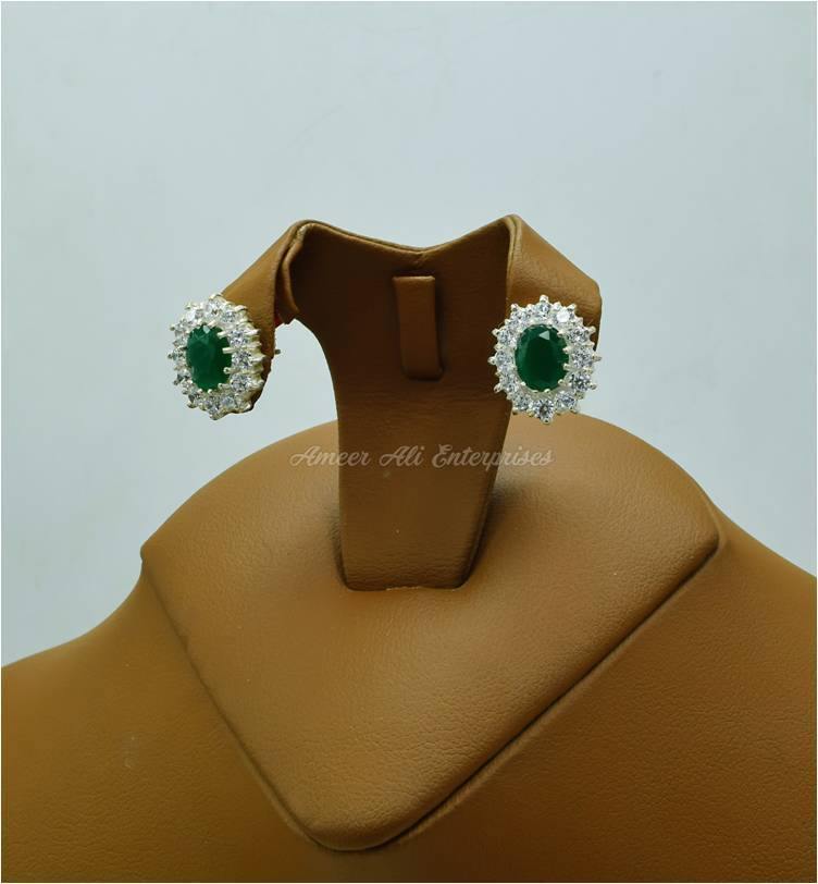 AAE 2473 CHANDI EARRINGS 925, STONE: ZIRCON - AmeerAliEnterprises