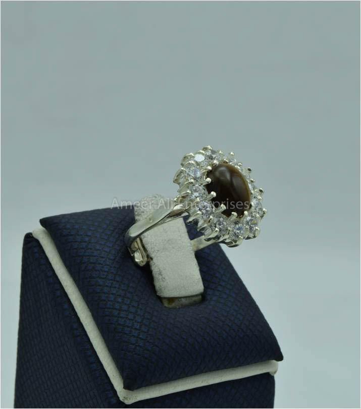 AAE 5776 Chandi Ring 925, Stone: Tiger's Eye - AmeerAliEnterprises