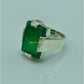 AAE 6762 Chandi Ring 925, Stone: Green Aqeeq