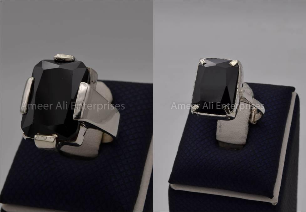 Silver Couple Rings: Pair 103,  Stone: Zircon - AmeerAliEnterprises