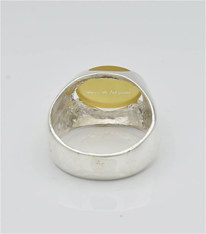 AAE 6672 Chandi Ring 925, Stone: Yellow Aqeeq