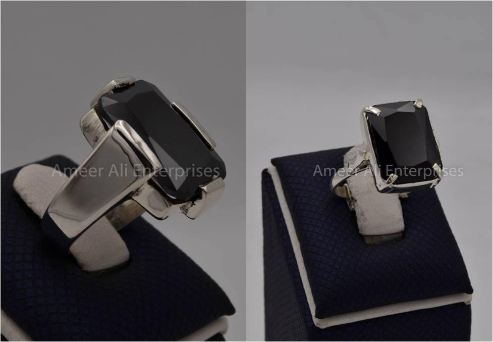 Silver Couple Rings: Pair 103,  Stone: Zircon - AmeerAliEnterprises