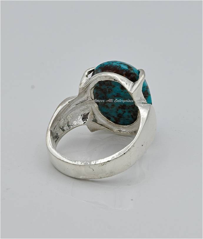 AAE 6586 Chandi Ring 925, Stone: Shajri Feroza