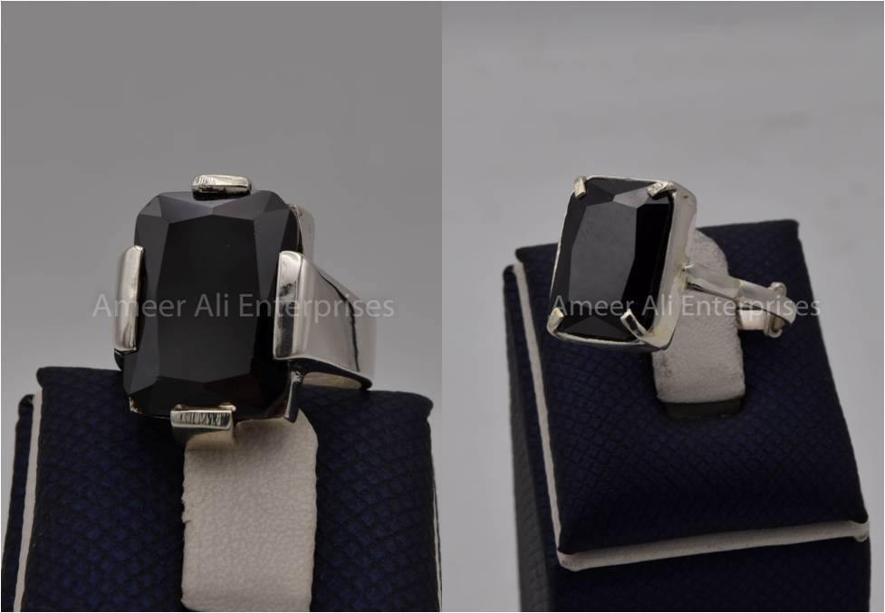 Silver Couple Rings: Pair 103,  Stone: Zircon - AmeerAliEnterprises