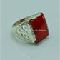 AAE 6763 Chandi Ring 925, Stone: Red Aqeeq