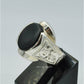 AAE 6239 Chandi Ring 925, Stone: Black Aqeeq