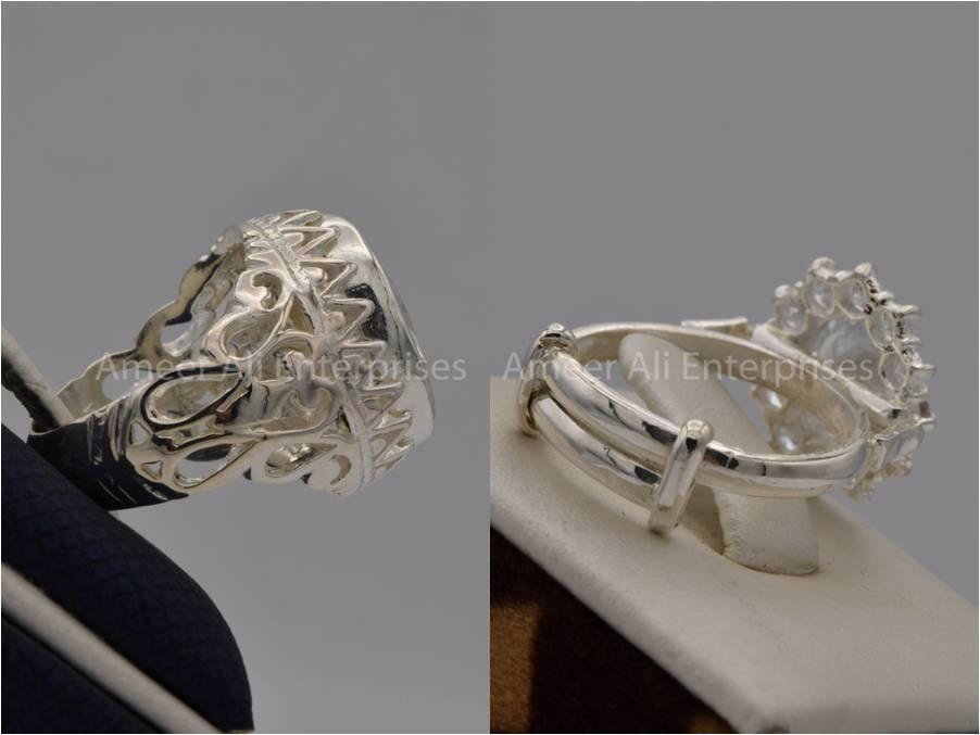 Silver Couple Rings: Pair 54,  Stone: Zircon - AmeerAliEnterprises