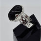 AAE 6592 Chandi Ring 925, Stone: Black Aqeeq