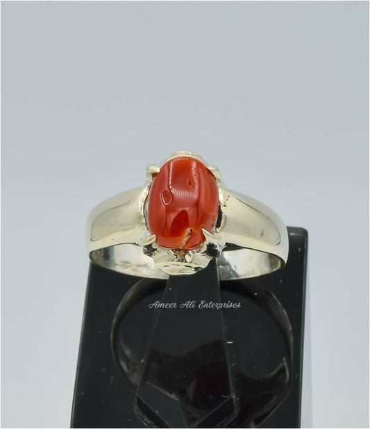 AAE 9984 Chandi Ring 925, Stone: Marjan (Coral)