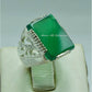 AAE 6764 Chandi Ring 925, Stone: Green Aqeeq