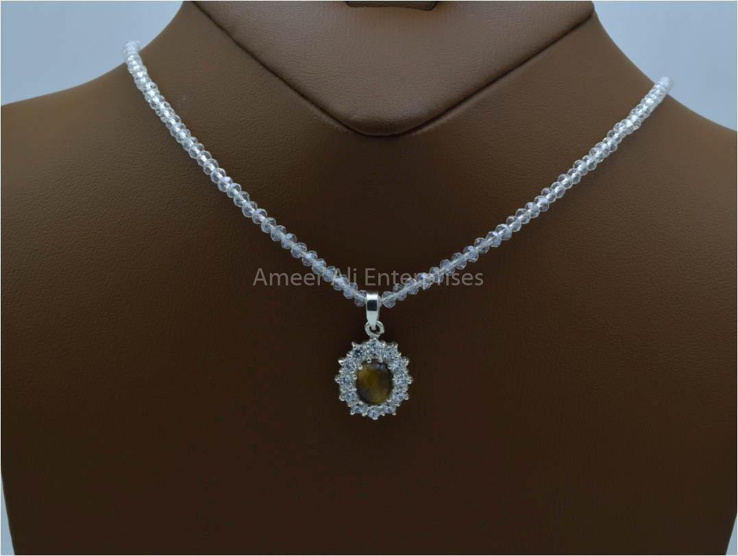 AAE 5777 Chandi Set 925, Stone: Tiger's Eye - AmeerAliEnterprises