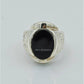 AAE 6239 Chandi Ring 925, Stone: Black Aqeeq