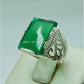 AAE 6764 Chandi Ring 925, Stone: Green Aqeeq