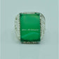 AAE 6764 Chandi Ring 925, Stone: Green Aqeeq