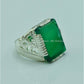 AAE 6764 Chandi Ring 925, Stone: Green Aqeeq